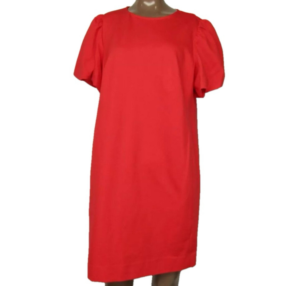 NEW KATE SPADE Womens Mini Dres Red Ponte Puff Sleeve Short Sleeve Size M